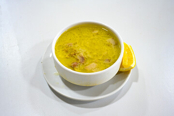 Turkish Traditional Tripe Soup. Iskembe, tuzlama, sirdan, beyran, ayak paca, kelle paca corbasi.