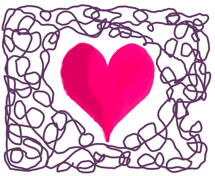 pink heart with floral ornament
