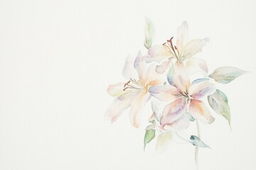 Delicate watercolor illustration of soft pink lilies on a light background, evoking a sense of peace and tranquility, perfect for floral themed decor or wellness projects
