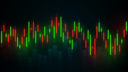 Stock Market Growth Illustration with Increasing Graph Going Up.  Stock Market Crash Illustration with Decreasing Graph Going Down. 