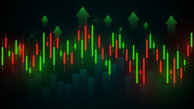 Stock Market Growth Illustration with Increasing Graph Going Up.  Stock Market Crash Illustration with Decreasing Graph Going Down. 