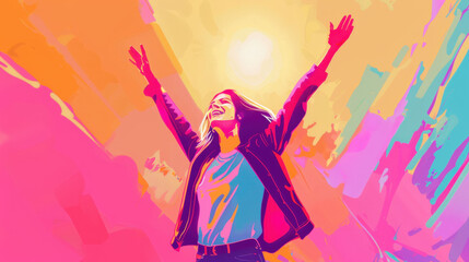 successful woman celebrating