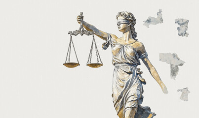 Exploring the Symbolism of Justice: A Stunning Representation of Law's Blindfolded Guardian with Scales, Embodying Truth, Equality, and Societal Ethics in Culture and Religion