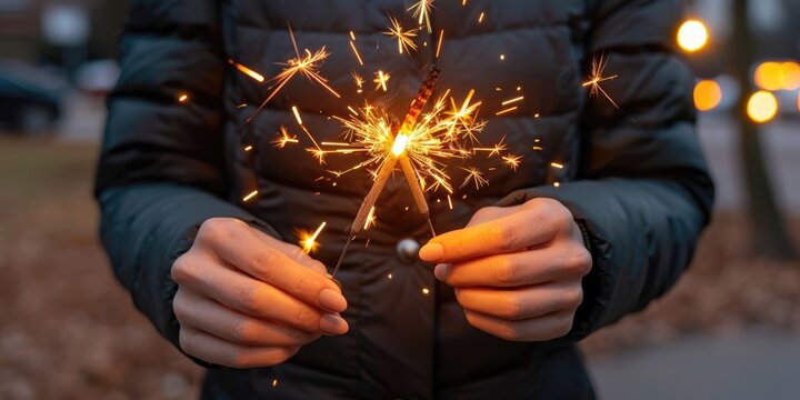 Celebrating with sparklers at dusk, capturing moments of joy and excitement