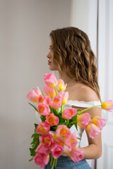 Naklejka premium girl with flowers