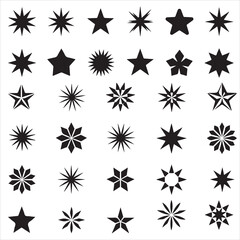 set of black vector VARIOUS STAR silhouette