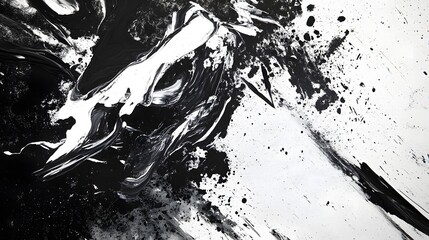Dynamic Monochrome Splash Abstract Paint Brush Stroke Textural Background