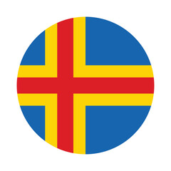 Flag of Aland. Aland circle flag logo icon digital vector illustration
