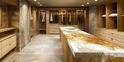 Luxury closet interior design with elegant materials