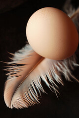 Egg resting gently on a soft feather