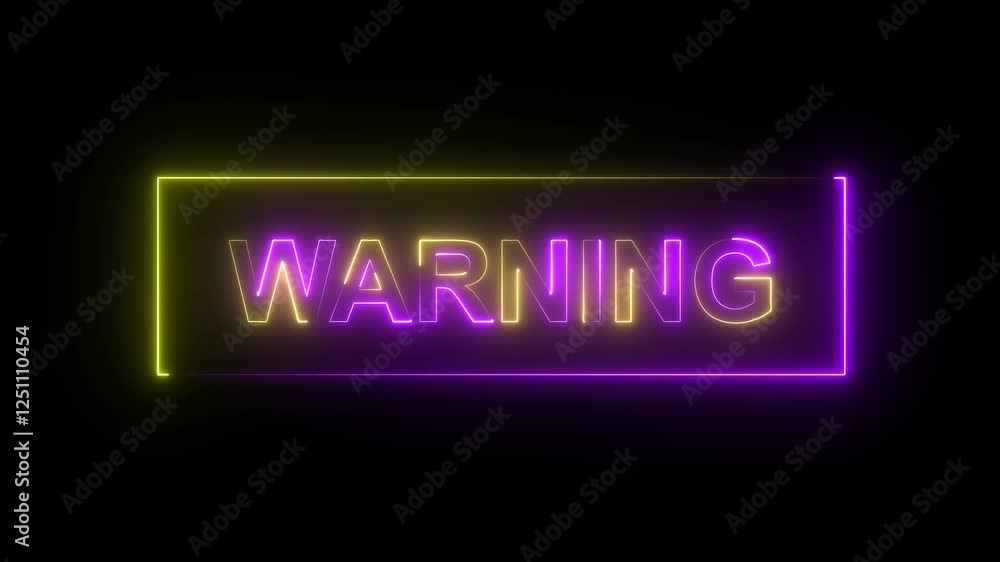 Poster animation of a billboard with a warning neon text
