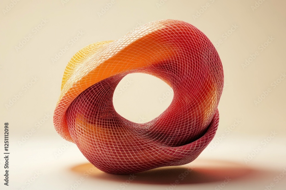 Poster abstract colorful mesh sculpture with vibrant gradients representing fluidity and creativity, perfec
