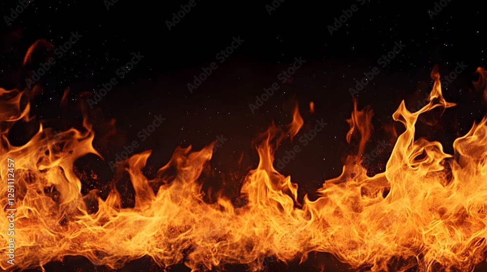 Poster intense fiery blaze of raging flames erupting in a dramatic chaotic inferno of scorching combustion 