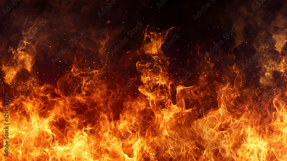Fototapete intense fiery blaze with explosive flames engulfing the surroundings in a dramatic and captivating d