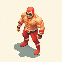 Strong wrestler character stands confidently on a neutral background