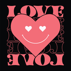 Cute Love face and Heart Illustration T shirt Design Valentine T Shirt Design