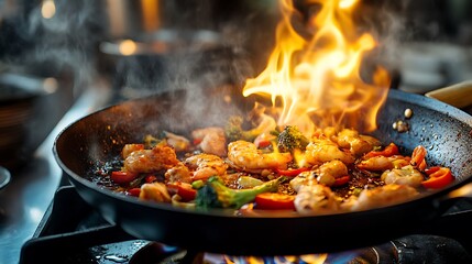 Natural gas stove burning for food