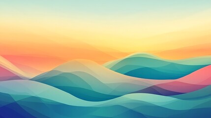 Abstract Colorful Rolling Hills Landscape Artwork