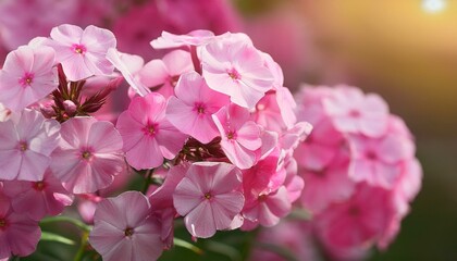 Garden phlox, Perennial phlox, Phlox paniculata pink flowers closeup