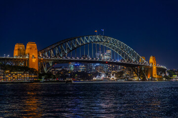 Naklejka premium Sydney Harbour bridge illuminated at night Sydney NSW Australia