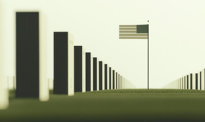A Powerful Tribute: The Eloquent Silence of a Memorial with American Flag, Sparkling Reflections on Sacrifice and Unity, Evoking Deep Resilience and Remembrance of Our Collective Heritage.