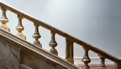 Fototapeta premium Marble staircase, classic stone balustrade detail, architectural background