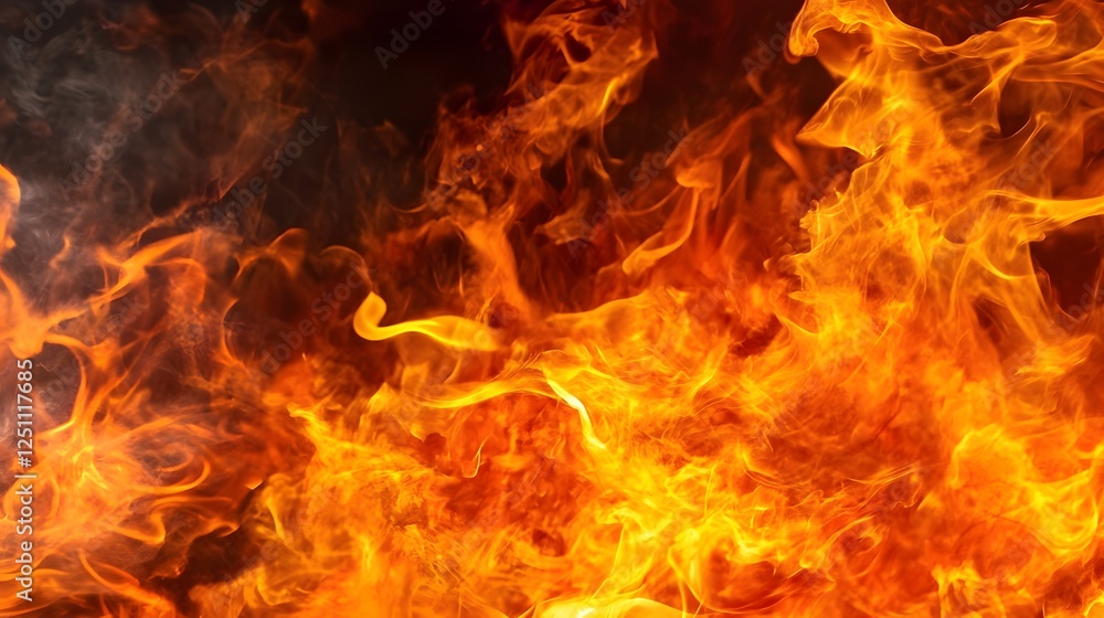 Aufkleber intense flames engulfing a fiery background with dramatic lighting creating a powerful and dynamic c