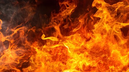 Intense flames engulfing a fiery background with dramatic lighting creating a powerful and dynamic composition  The image showcases the raw energy and destructive power of a raging fire