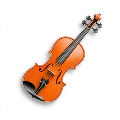 Fototapeta premium Detailed Close Up Of A Wooden Violin On White Background