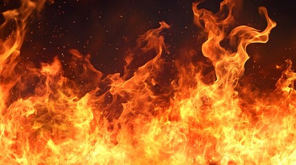 Obraz premium Intense Flames of a Dramatic Fiery Inferno with Turbulent Movements and Fiery Glowing Embers in the Background Powerful and Forceful Fire Burning with Scorching Heat and Orange Red and Yellow Colors