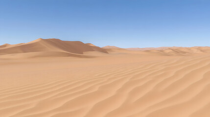 Desert landscape, sand dunes under a clear sky, perfect for travel brochures or nature displays
