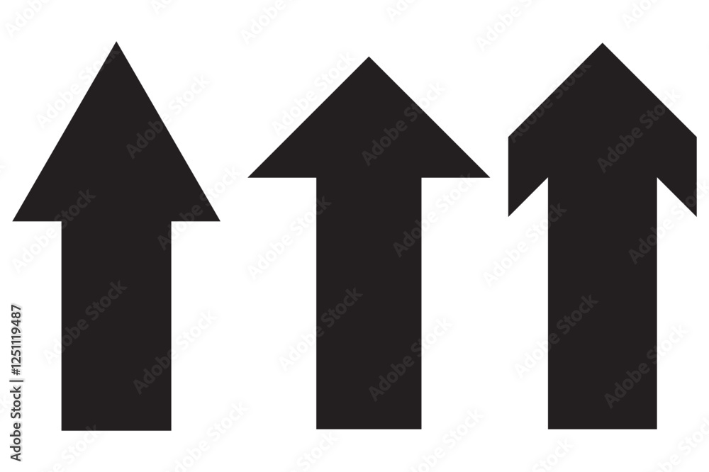 Poster up arrow icon of 3 types. isolated vector sign symbol.