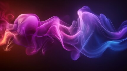 Fototapeta premium Abstract colorful smoke wave, dark background, design element