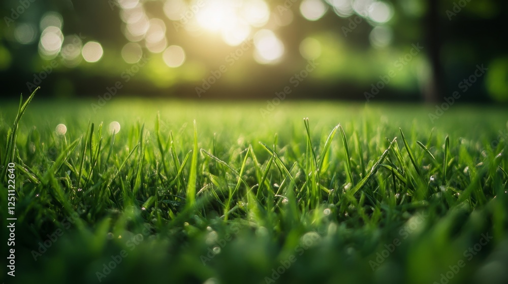 Aufkleber creating soft backgrounds nature image texture open field eye-level defocused green grass