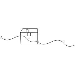 Carton box icon  continuous one line drawing  outline vector illustration 