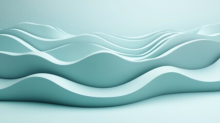 Abstract teal wave landscape design pattern