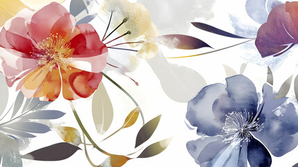 Abstract floral pattern, watercolor style, decorative design, seamless background, print, fabric