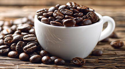 Fototapeta premium coffee beans and cup