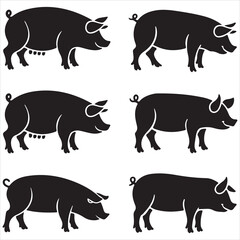 set of vector icon various PIG silhouette	
