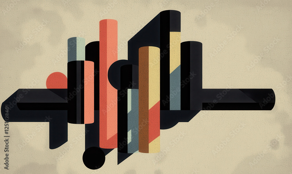 Aufkleber exploring abstract shapes and colors: a geometric composition to inspire creativity and modern desig