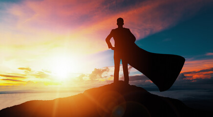 Achievement and Business Goal Success Concept - Creative business people with icon graphic...