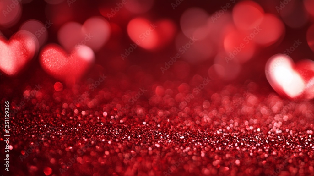 Poster creating romantic atmosphere valentine's day digital artwork elegant setting close-up red glitter bo