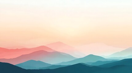 Fototapeta premium Serene Pastel Mountainscape at Sunrise