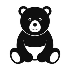Panda Silhouette in Vector Art with White Color Background, cute vector panda teddy