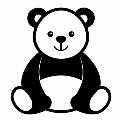 Panda Silhouette in Vector Art with White Color Background, cute vector panda teddy