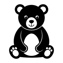 Panda Silhouette in Vector Art with White Color Background, cute vector panda teddy