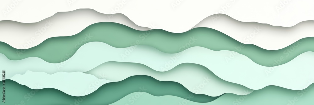 Poster seamless mint and teal gradient wave pattern background, elegant and minimalist abstract design