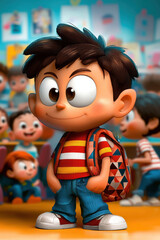 Delightful Animated Character in a Classroom Filled with Joy and Creativity, Perfectly Capturing the Essence of Childhood Wonder and Educational Adventure