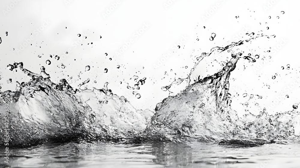Poster Powerful water splash image against a dark background showcasing the fluid motion dynamic energy and chaotic nature of water in motion  The image captures the splash droplets and eruption of water