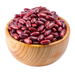 Red Beans in Wooden Bowl Isolated on White Background